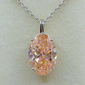 7 Carat Fancy Vivid Pink Diamond, Platinum Pendant Necklace, Lab Created
